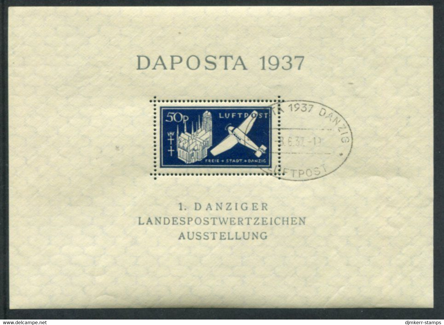 DANZIG 1937 DAPOSTA Exhibition  Airmail Block Used.  Michel Block 2 - Gebraucht