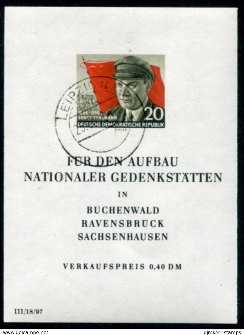 DDR / E.GERMANY 1956 Thälmann Birth Anniversary Block Used.  Michel Block 14 - Gebraucht