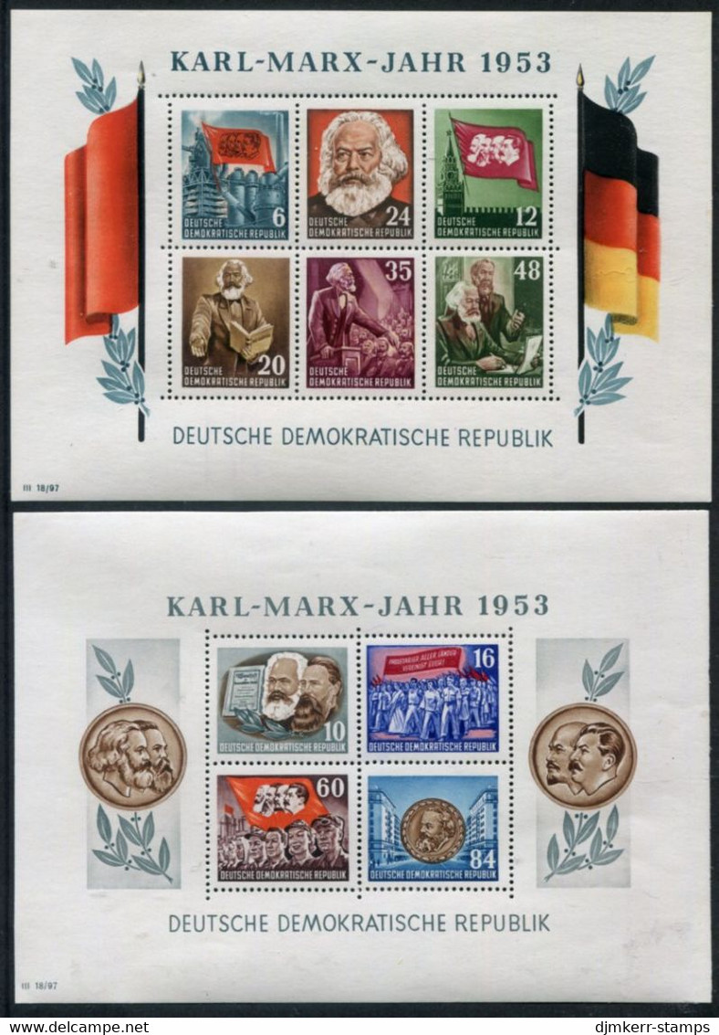 DDR / E.GERMANY 1953 Karl Marx Year Perforated Blocks MNH / **. .  Michel Block 8A-9A - Unused Stamps