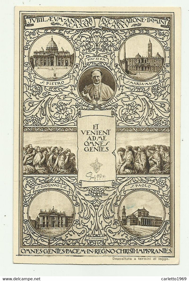 CARTOLINA COMMEMORATIVA ANNO SANTO MCMXXV - PAPA PIO XI - NV FP - Pausen