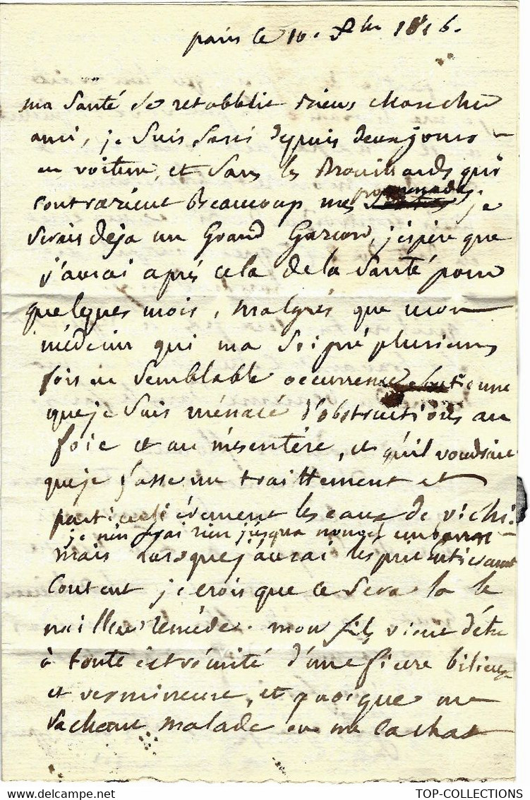 L.A.C. 1816 LONGUE LETTRE AMICALE + POLITIQUE Adressée De PARIS à MR HEBERT DE SOLAND à ANGERS V.GENEALOGIE - Manuscrits