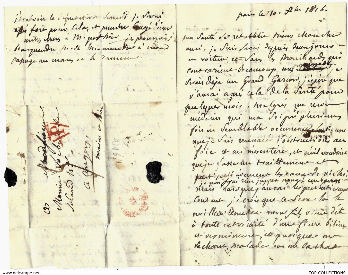 L.A.C. 1816 LONGUE LETTRE AMICALE + POLITIQUE Adressée De PARIS à MR HEBERT DE SOLAND à ANGERS V.GENEALOGIE - Manuskripte