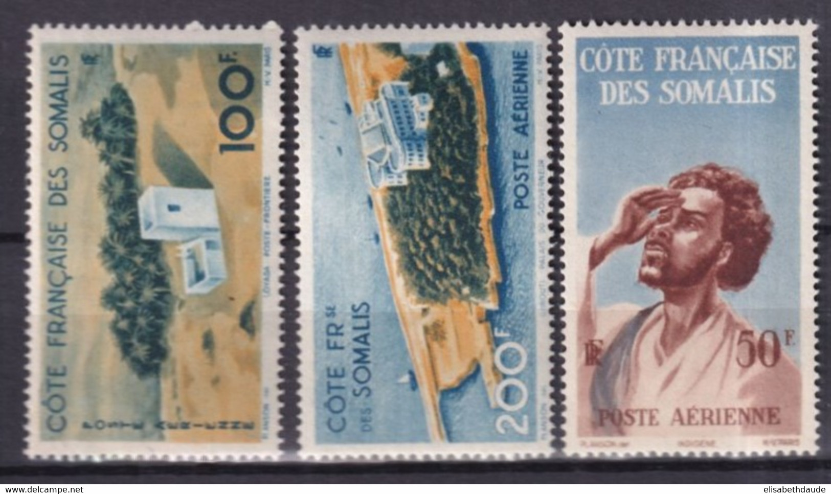 COTE DES SOMALIS - 1947 - POSTE AERIENNE YVERT N° 20/22 ** MNH - COTE = 60 EUR. - SANS CHARNIERE - Neufs