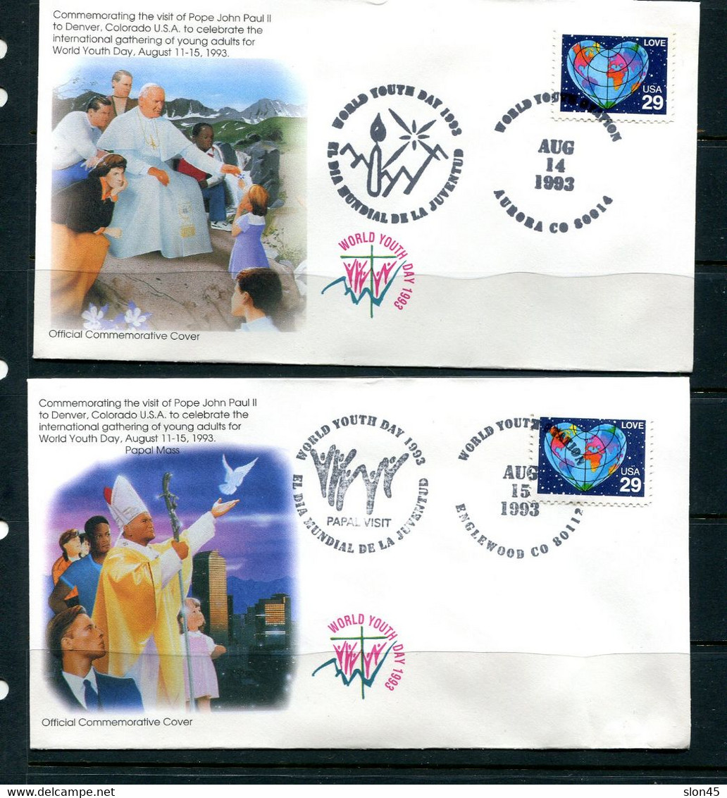 USA 1993 4 Covers Visit Of Pope John Paul II To Denver World Youth Day 12708 - Popes