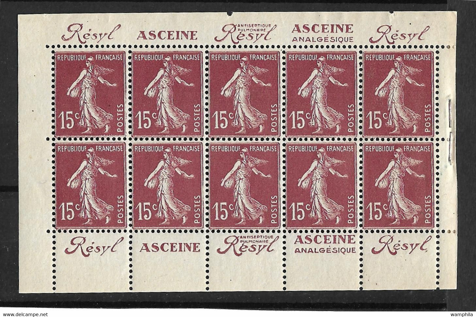 France Demi-carnet 189-C2 Variété Sans Perforation Des Bandelettes Sup. Cote 250€ - Cuadernillos