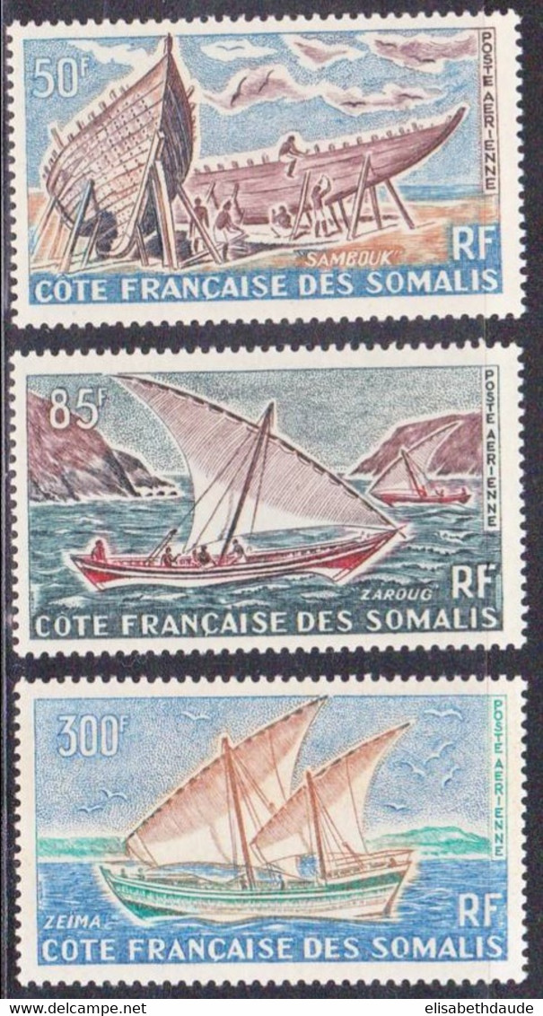 COTE DES SOMALIS - 1964 - POSTE AERIENNE - YVERT N° 38/40 ** MNH - COTE = 35 EUR. - VOILIERS - Nuovi