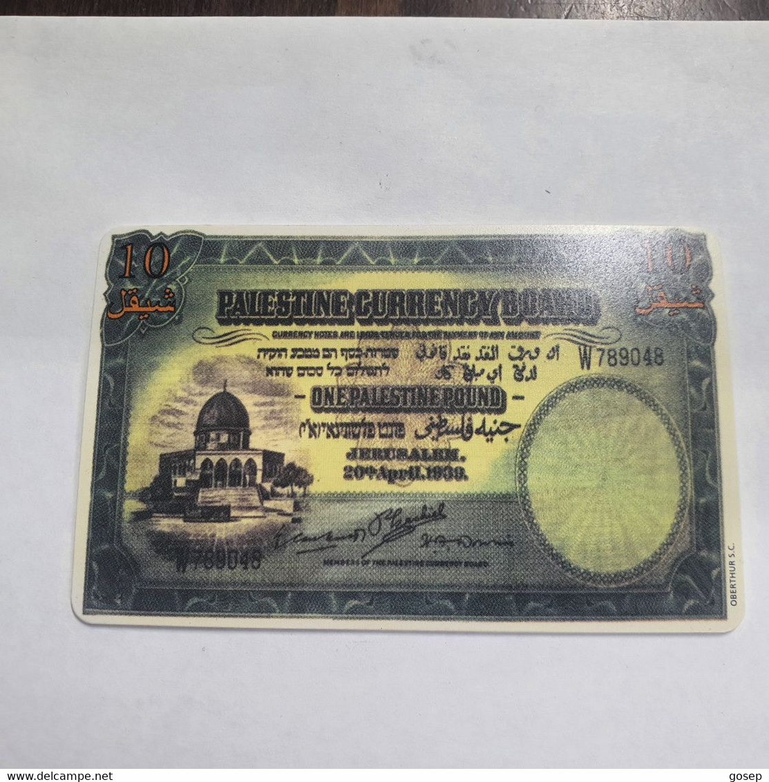 Plastine-(PS-PAL-004A)-Banknote Palestian Pound-(416)(12/1998)(10 ₪)(0017-059562)-used Card+1card Prepiad Free - Palestine