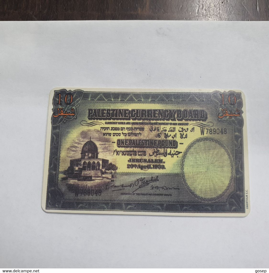 Plastine-(PS-PAL-004B)-Banknote Palestian Pound-(420)-(2/1999)(10 ₪)(0017-099170)-used Card+1card Prepiad Free - Palästina