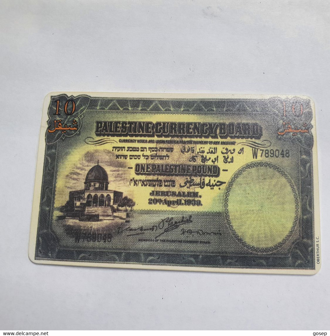 Plastine-(PS-PAL-004C)-Banknote Palestian Pound-(421)-(5/1999)(10 ₪)(0017-240280)-used Card+1card Prepiad Free - Palestine