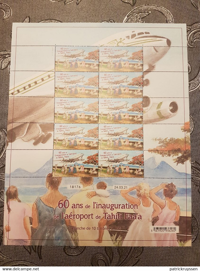 Polynesia 2021 Polynesie 60 Ann AIRPORT Aeroport Tahiti Faa'a Avion 10v Mnh FULL - Unused Stamps