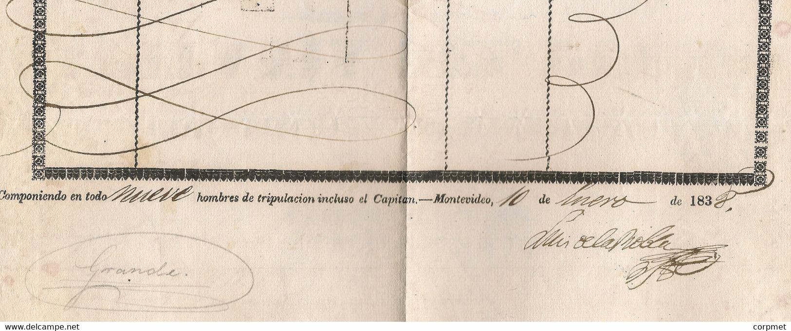 CAPITANIA DEL PÙERTO 1838 ROLE OF THE CREW OF THE SHIP NACION PROVIDENCIA Following The Trip To RIO DE JANEIRO - - Documentos Históricos