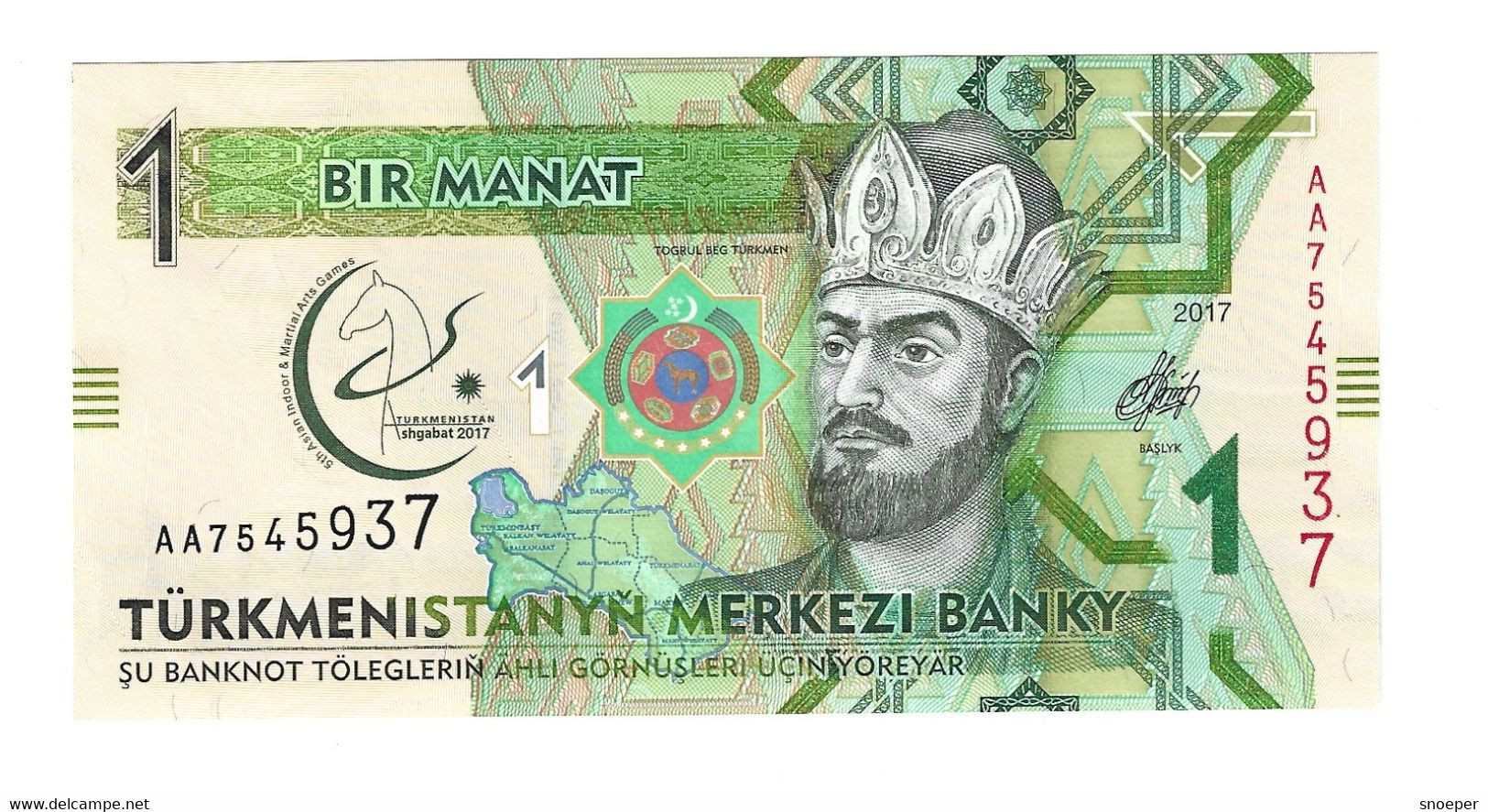 *turkmenistan 1 Manat 2017  40  Unc - Turkménistan