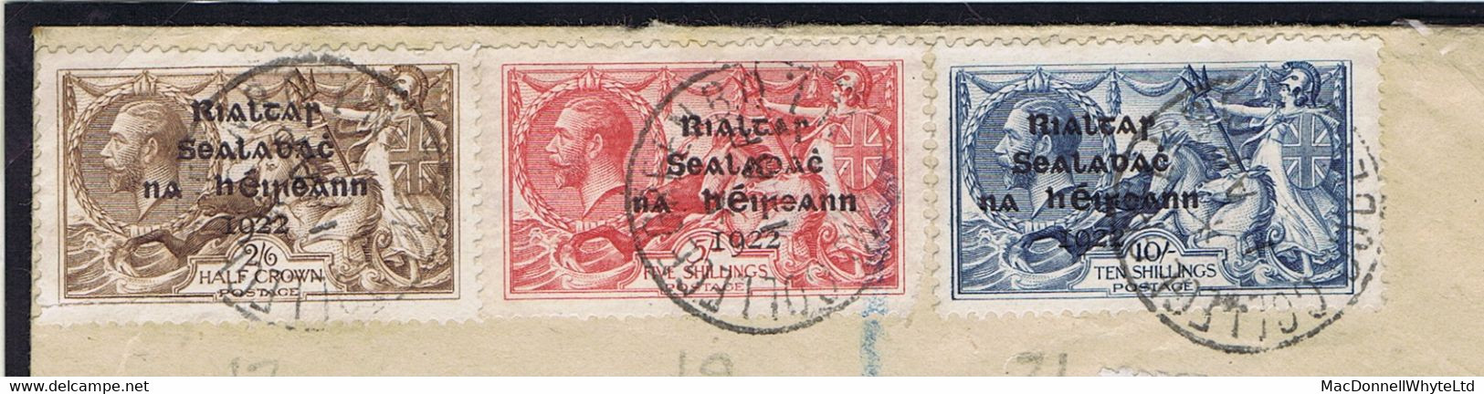Ireland 1922 Rialtas Overprints First Day Of Irish Control Of Post Office Two Covers With Values To 10s Registered COLLE - Brieven En Documenten