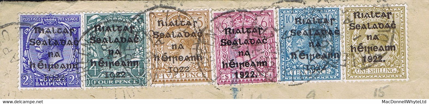 Ireland 1922 Rialtas Overprints First Day Of Irish Control Of Post Office Two Covers With Values To 10s Registered COLLE - Lettres & Documents