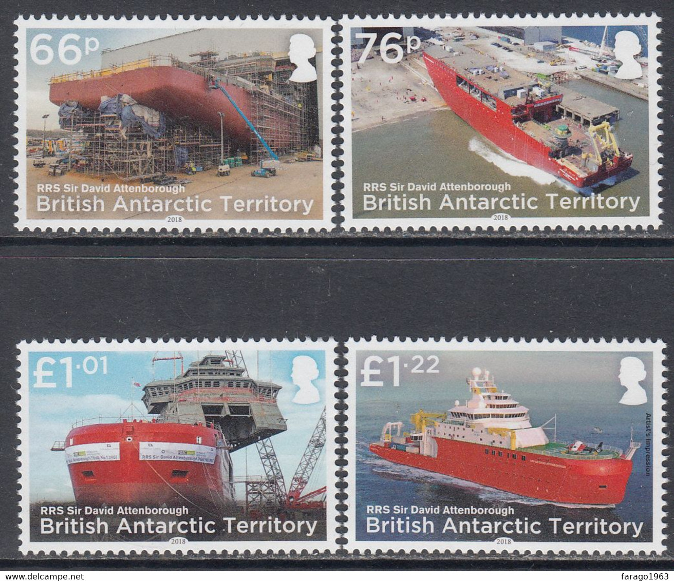 2018 British Antarctic Territory RRS Sir David Attenborough Ships Environment Complete Set Of 4 MNH @ Below Face Value - Neufs