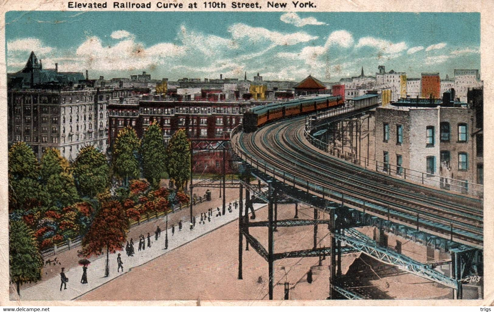 New York - Elevated Railroad Curve At 110th Street - Transport