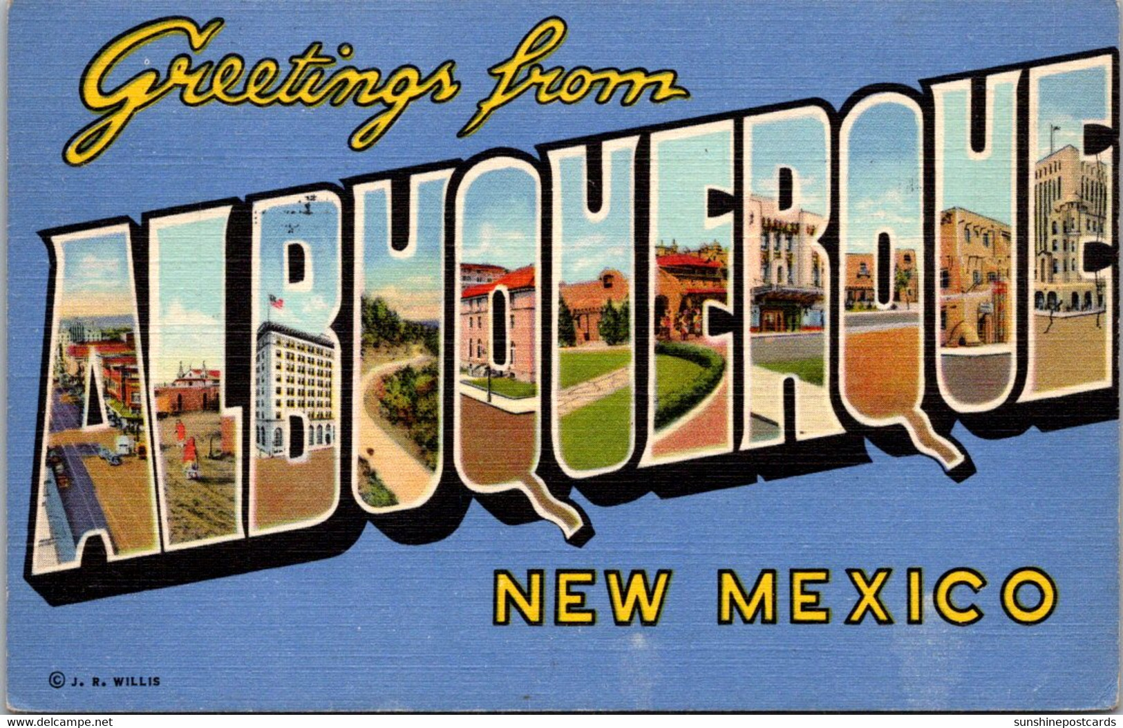 New Mexico Greetings From Albuquerque Large Letter Linen 1953 Curteich - Albuquerque