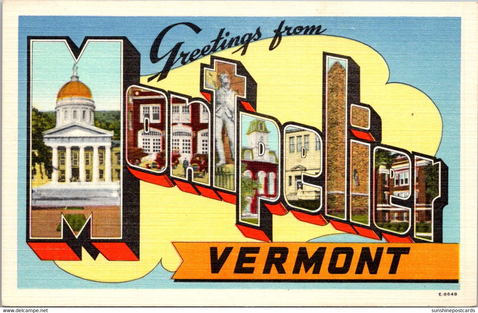 Vermont Greetings From Montpelier Large Letter Linen - Montpelier