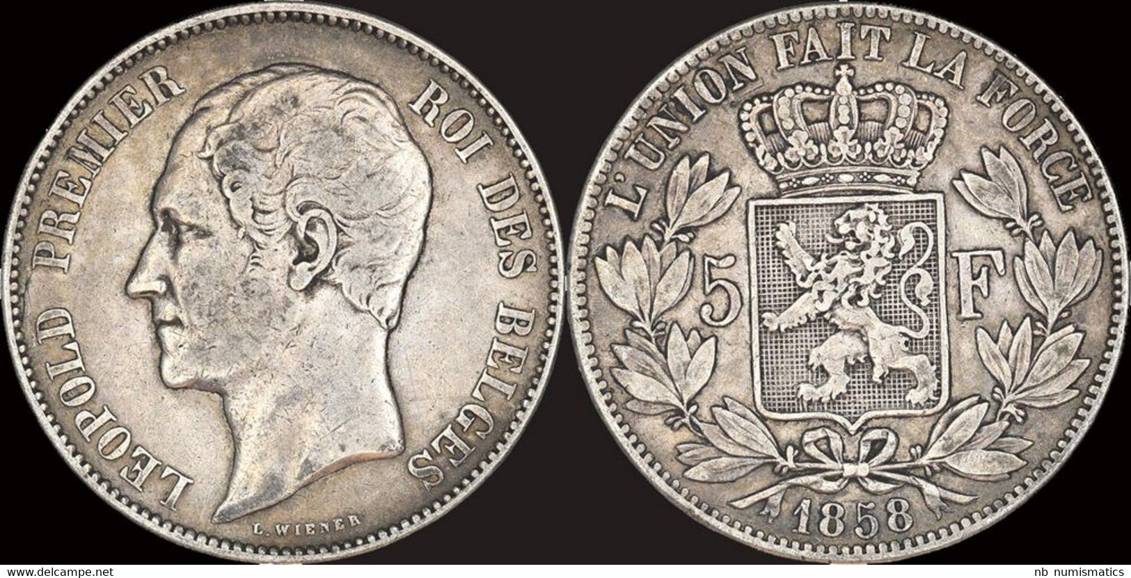 Belgium Leopold I 5 Frank 1858 - 5 Francs