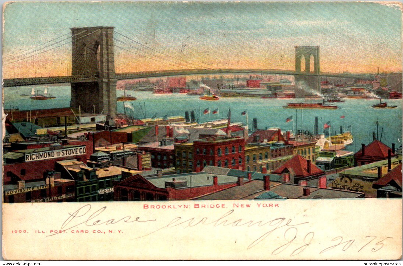 New York City The Brooklyn Bridge 1907 - Brücken Und Tunnel