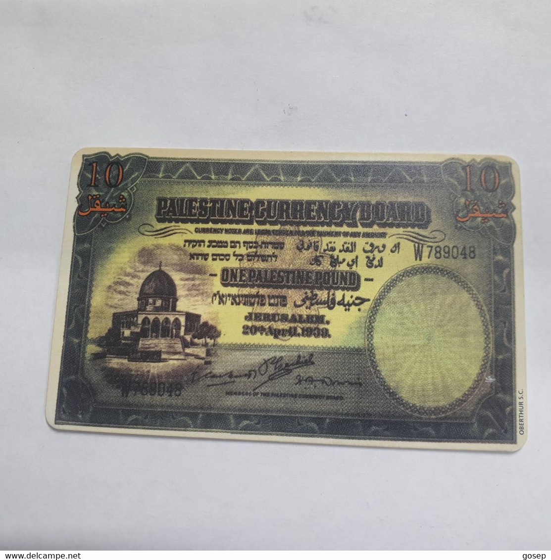 Plastine-(PS-PAL-004D)-Banknote Palestian Pound-(425)-(7/1999)(10 ₪)(0017-342707)-used Card+1card Prepiad Free - Palästina