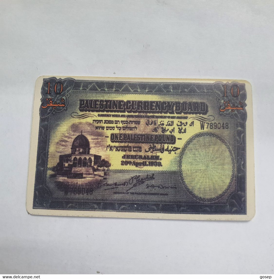 Plastine-(PS-PAL-004F)-Banknote Palestian Pound-(428)-(3/2000)(10 ₪)(0010-068258)-used Card+1card Prepiad Free - Palestina