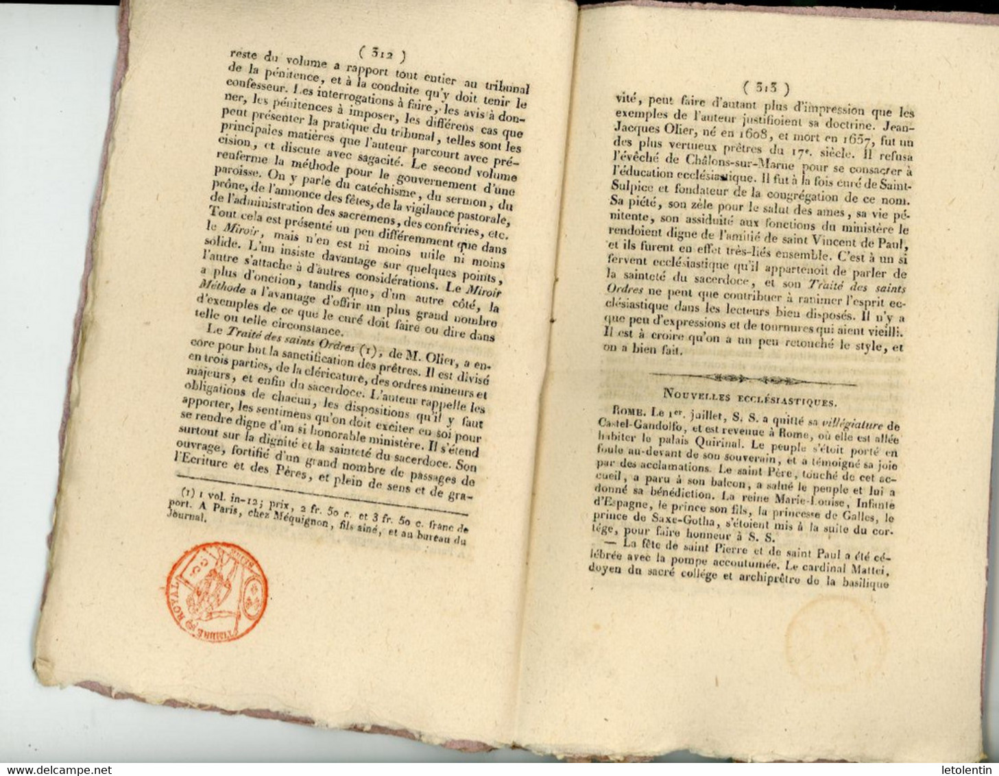 L'AMI DE LA RELIGION ET DU ROI - JOURNAL ECLÉSIASTIQUE, POLITIQUE ET LITTÉRAIRE - TOME 12 N°307 3e ANNÉE - 19 JUILT 1817 - 1800 - 1849