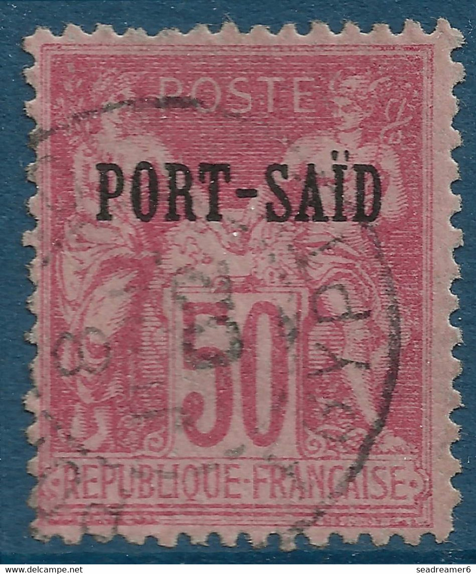 Colonies France Port Said N°14 50c Rose N/B Oblitéré TTB Signé SCHELLER - Gebruikt