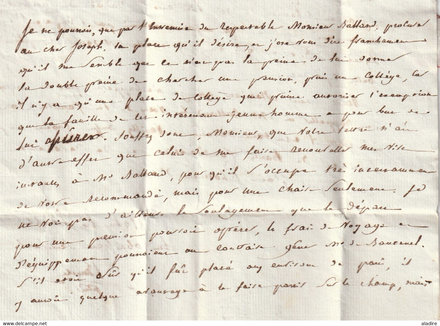 1812 - Marque Postale P dans triangle ouvert PARIS en rouge sur Lettre pliée avec corresp de 2 pages vers Salins, Jura