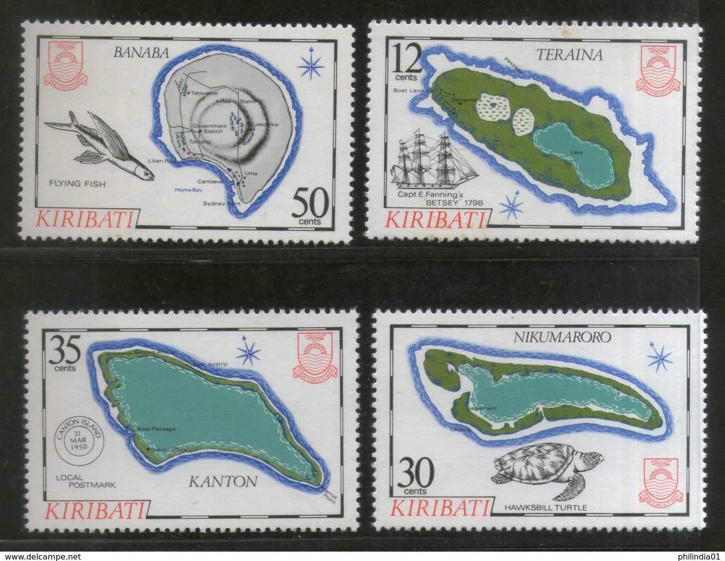 Kiribati 1984 Island Map Geology Ship Fish Sc 436-39 MNH # 259 - Inseln