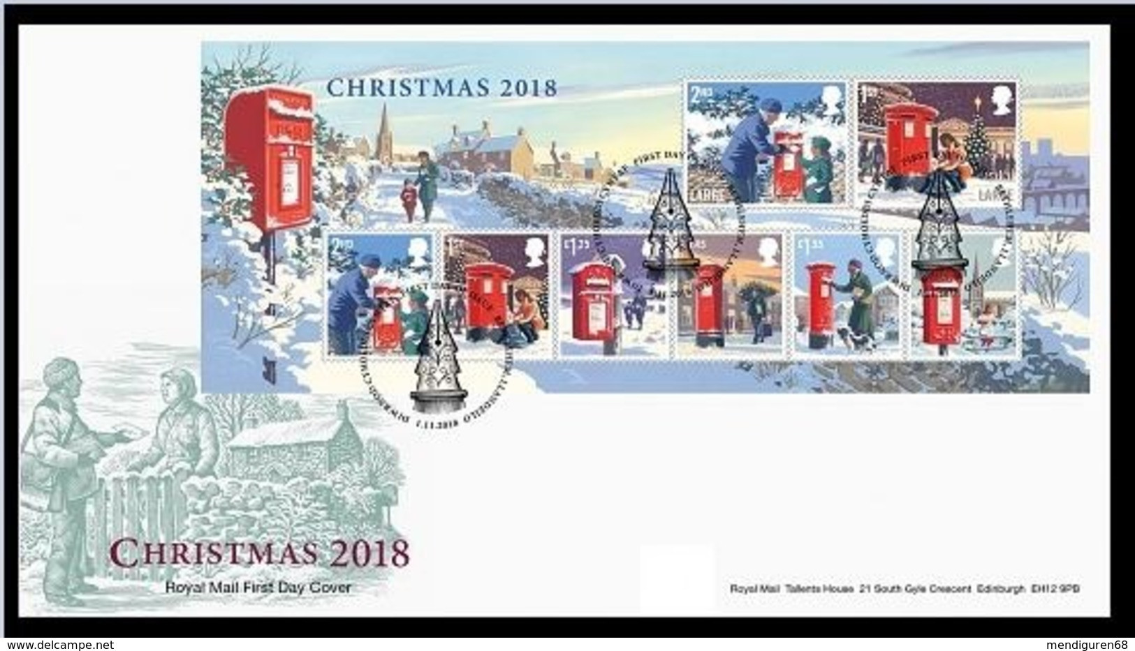 GROSSBRITANNIEN GRANDE BRETAGNE GB 2018 M/S CHRISTMAS OF 8V. FDC SG MS4162 MI B118-4295-302 YT F4707 SC 3792SH - 2011-2020 Dezimalausgaben