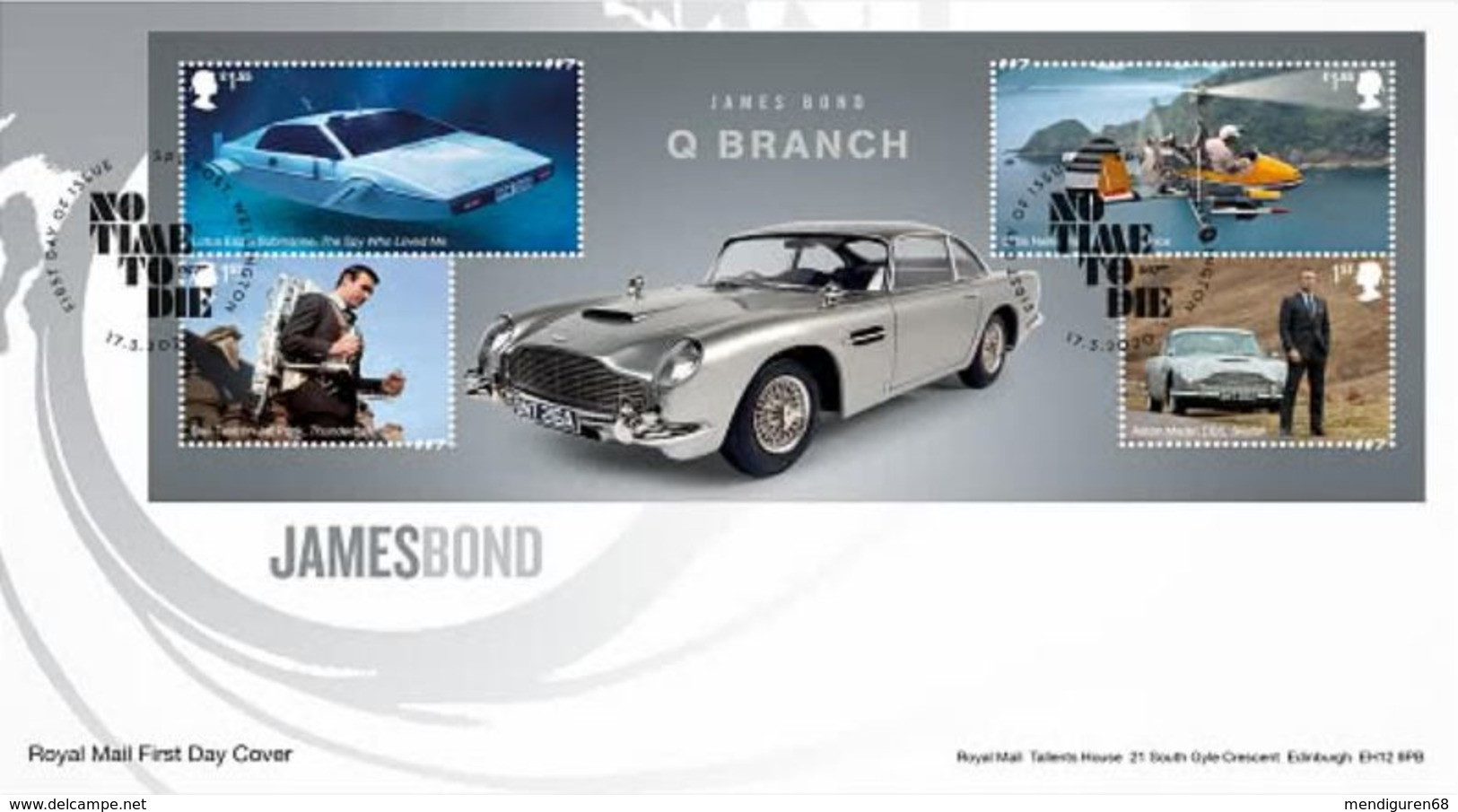 GROSSBRITANNIEN GRANDE BRETAGNE GB 2020 M/S JAMES BOND FDC SG MS4336 MI BL132-4547-50 YT F4949-52 - 2011-2020 Decimal Issues