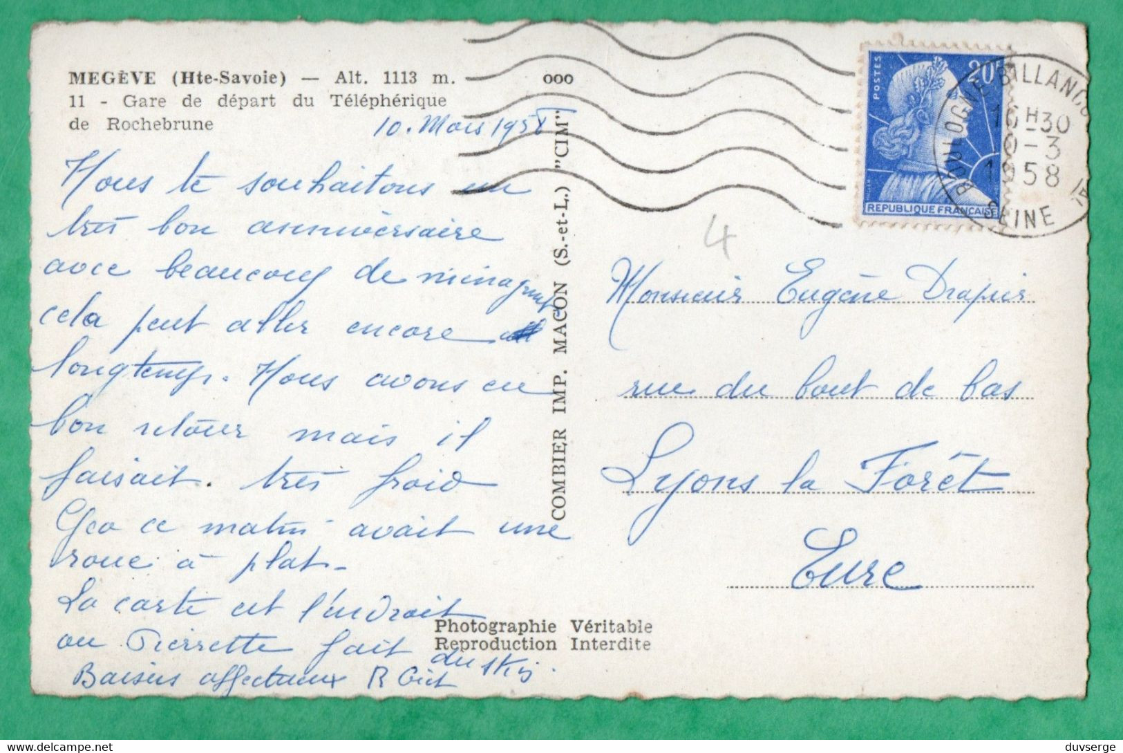 74 Haute Savoie Megeve Gare De Depart Du Telepherique De Rochebrune ( Format 9cm X 14cm ) - Messery