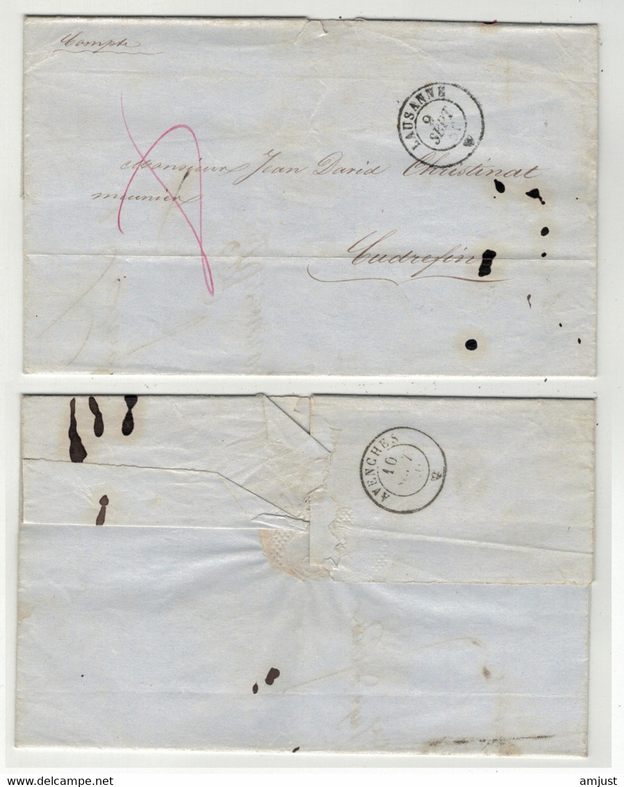 Suisse // Préphilatélie // Lettre De Lausanne Pour Cudrefin Le 9.09.1850 (cachet D'arrivée Avenches) - ...-1845 Préphilatélie
