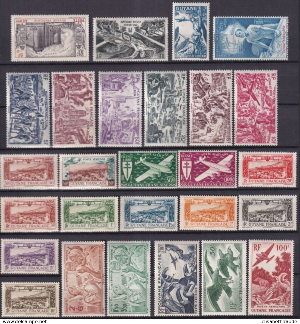 GUYANE - 1933/1947 - POSTE AERIENNE COMPLETE - YVERT N° 11/37 ** MNH (19+28/34 * MLH) - COTE = 162 EUR. - Unused Stamps