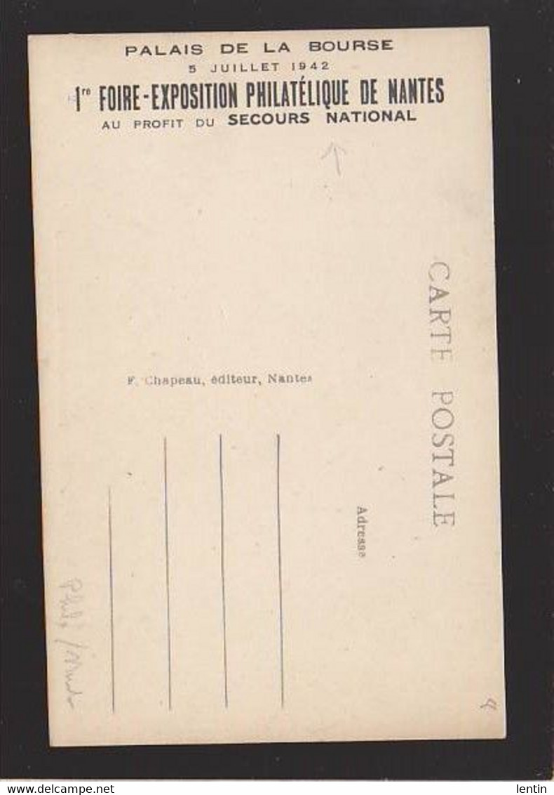 Philatélie Nantes / 1ère Foire-Exposition Pour Le Secours National De Guerre 1942 Palais De La Bourse / Entrée Beaux-art - Nantes