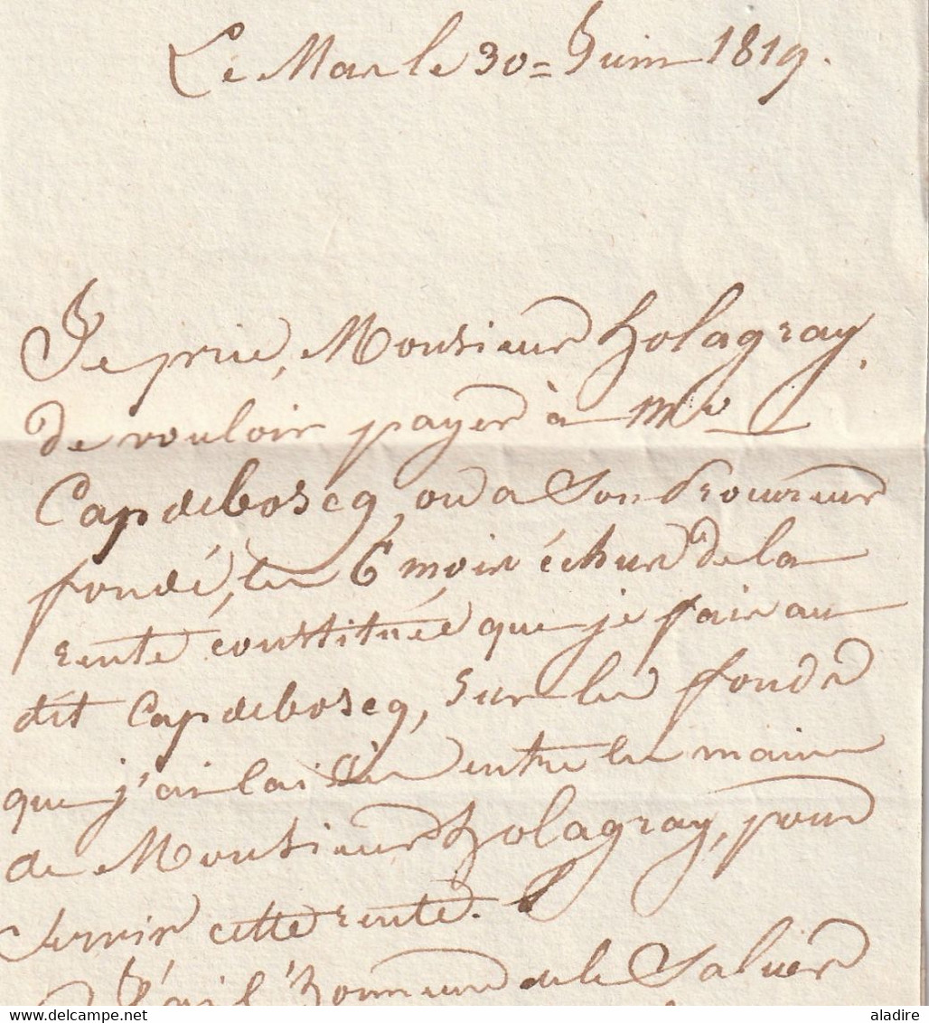 1819 - Marque postale 45 TONNEINS sur Lettre pliée avec correspondance de Le Mas d'Agenais vers Bordeaux - taxe 4