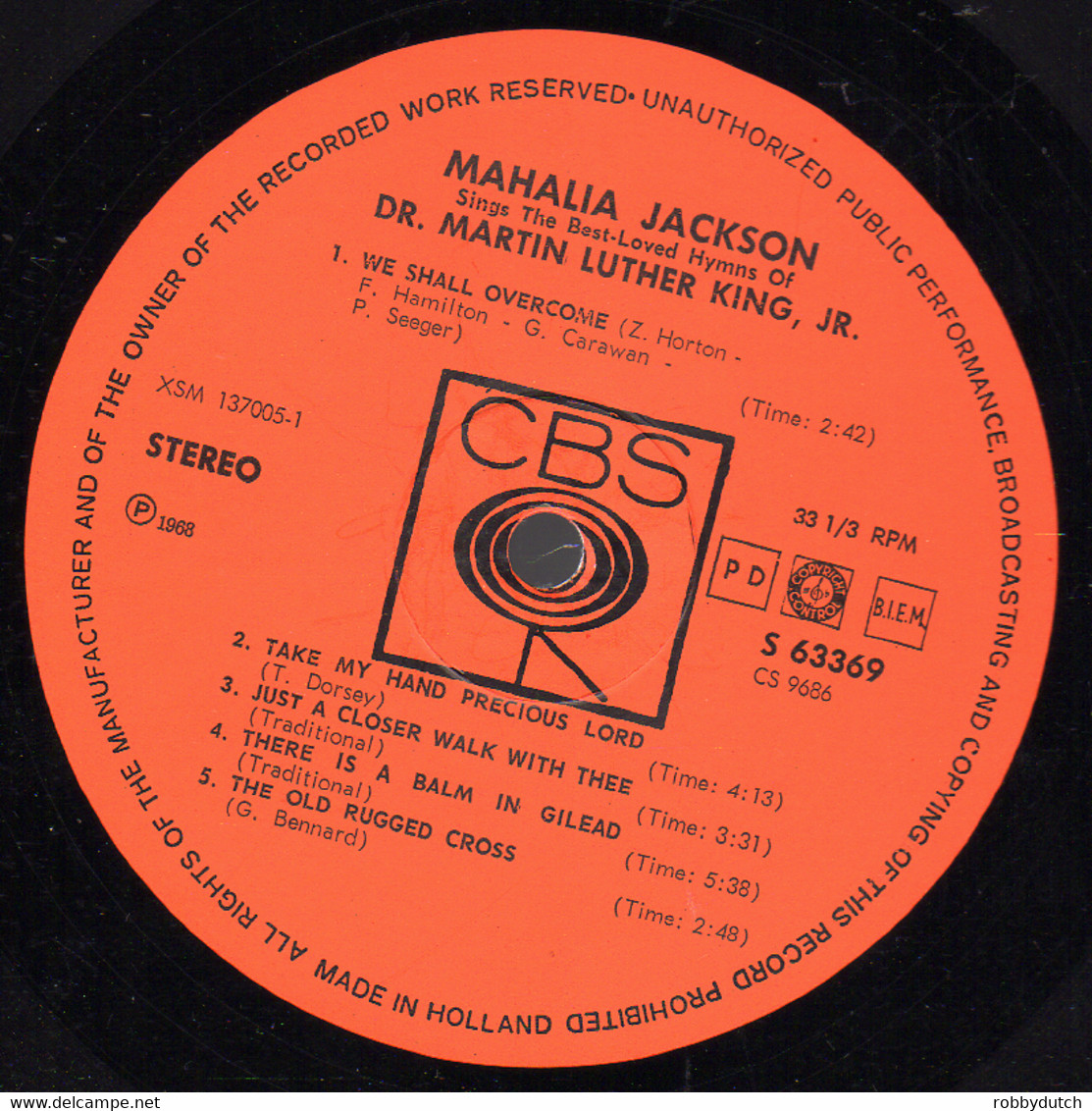 * LP *  MAHALIA JACKSON SINGS THE BEST-LOVED HYMNS OF DR. MARTIN LUTHER KING, JR - Gospel & Religiöser Gesang