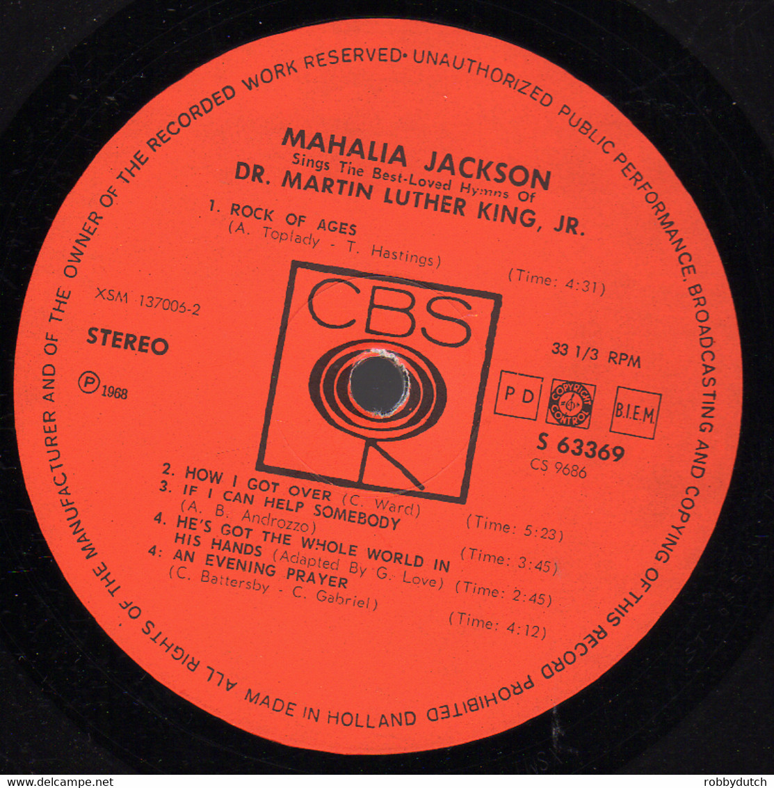 * LP *  MAHALIA JACKSON SINGS THE BEST-LOVED HYMNS OF DR. MARTIN LUTHER KING, JR - Canciones Religiosas Y  Gospels