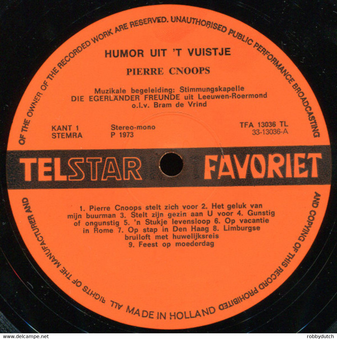 * LP *  PIERRE CNOOPS - HUMOR UIT 'T VUISTJE  (Holland 1973) - Humor, Cabaret