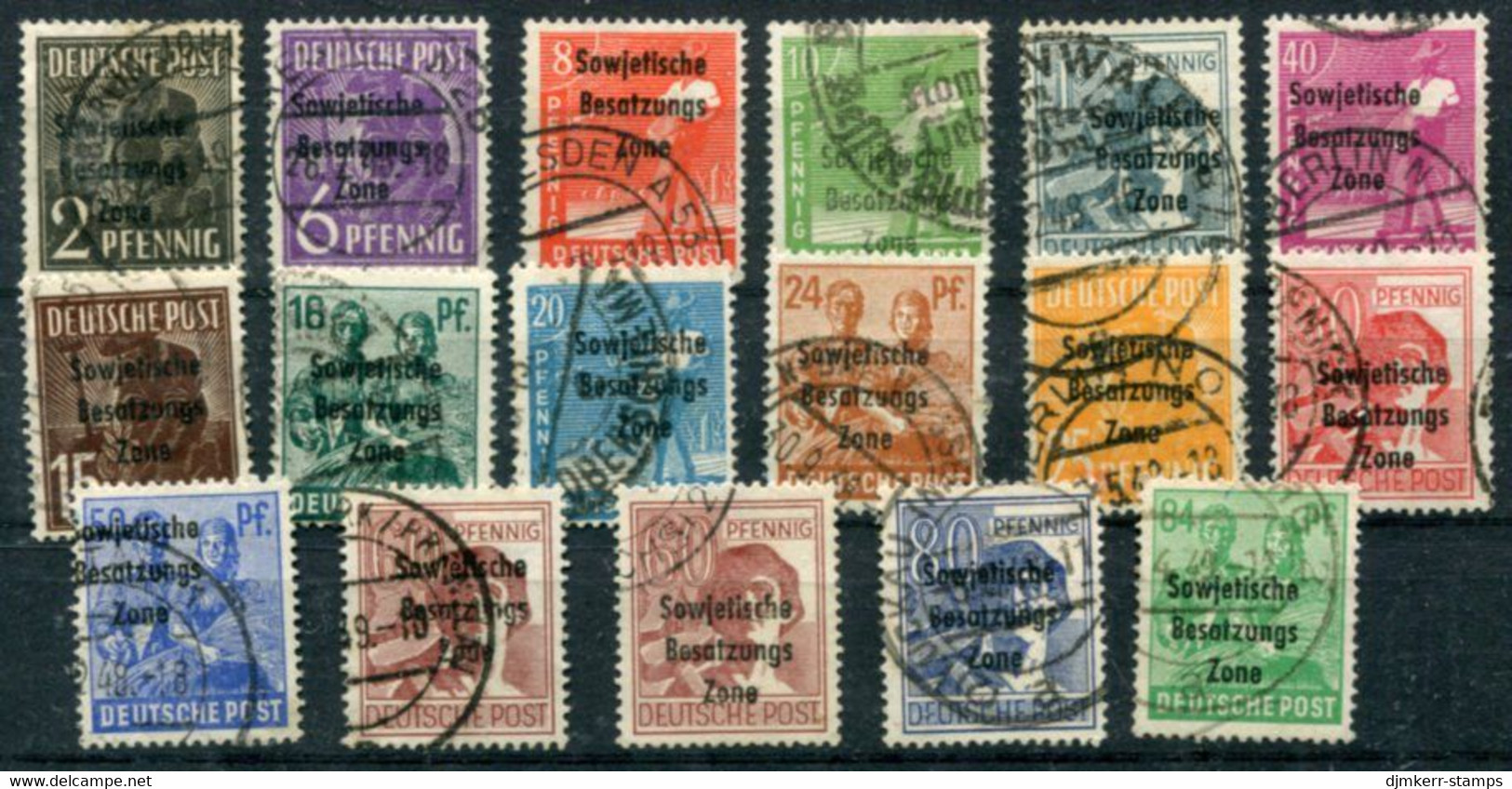 ALLIED OCCUPATION SOVIET ZONE 1948 General Issue Overprints With Both 60 Pf. Postally Used.  Michel 182-97 - Other & Unclassified