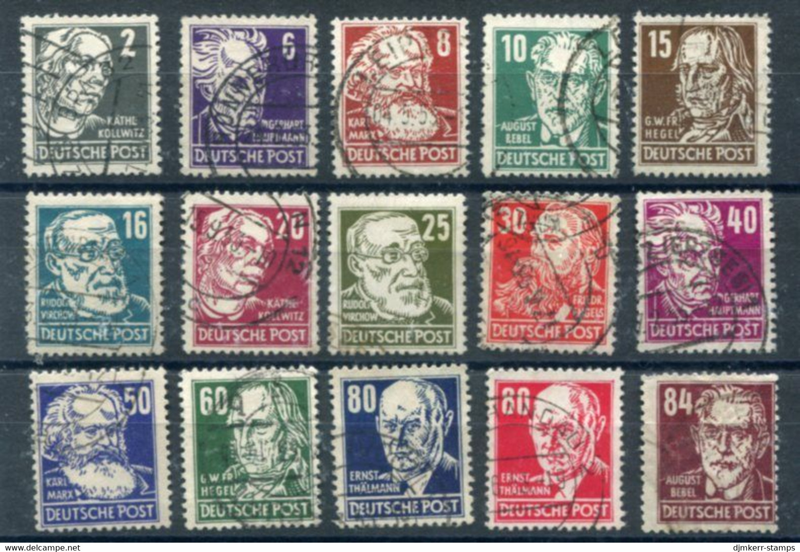 DDR / E. GERMANY 1952-53 Personalities Definitive Used.  Michel  327-41 - Gebraucht