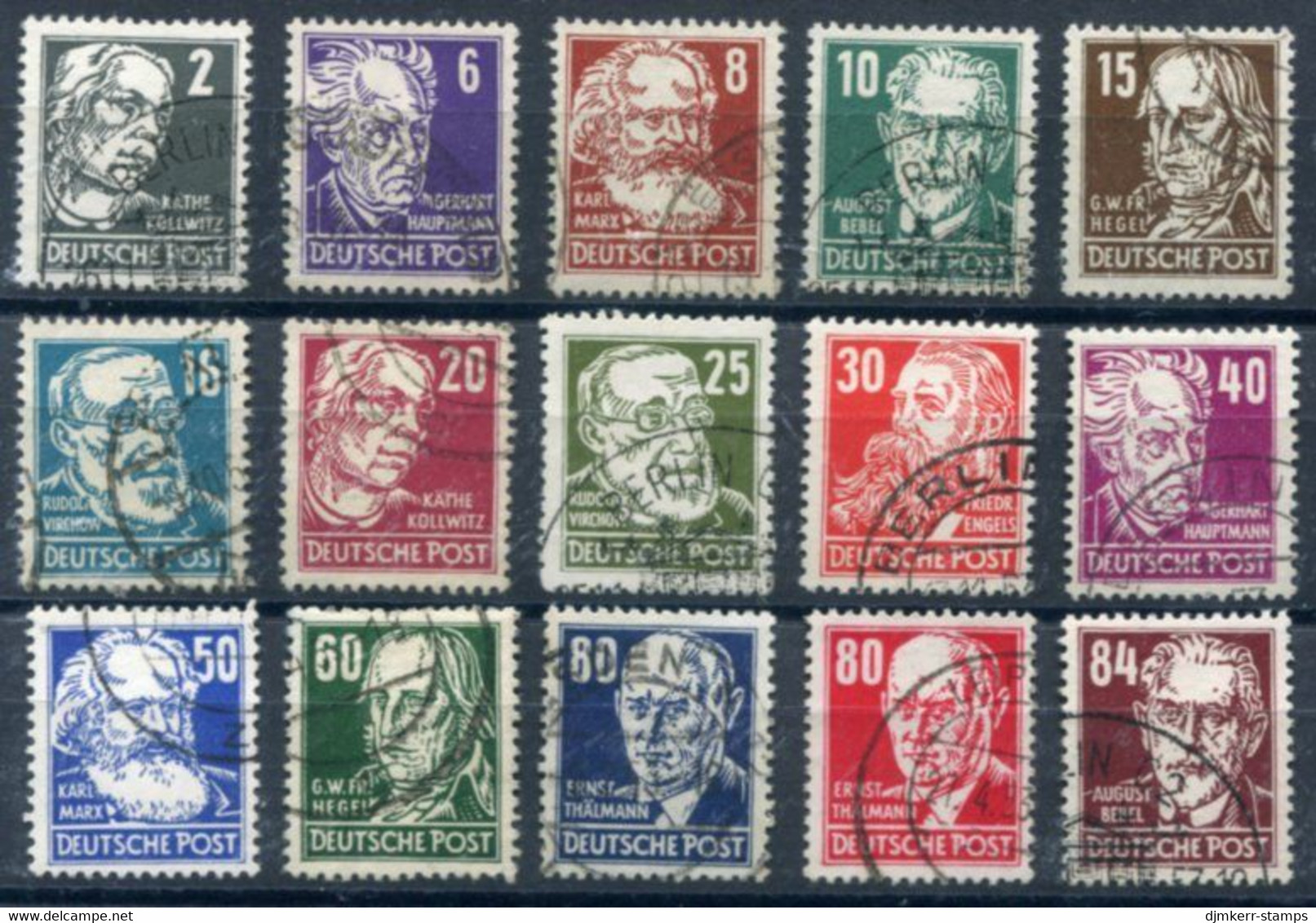 DDR / E. GERMANY 1952-53 Personalities Definitive Used.  Michel  327-41 - Used Stamps