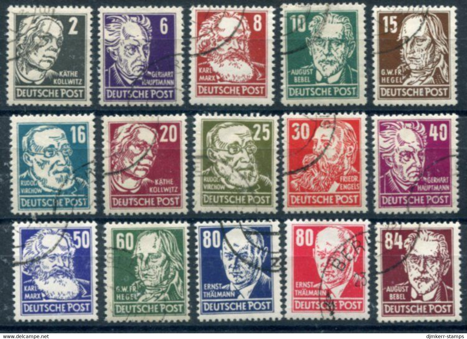 DDR / E. GERMANY 1952-53 Personalities Definitive Used.  Michel  327-41 - Used Stamps