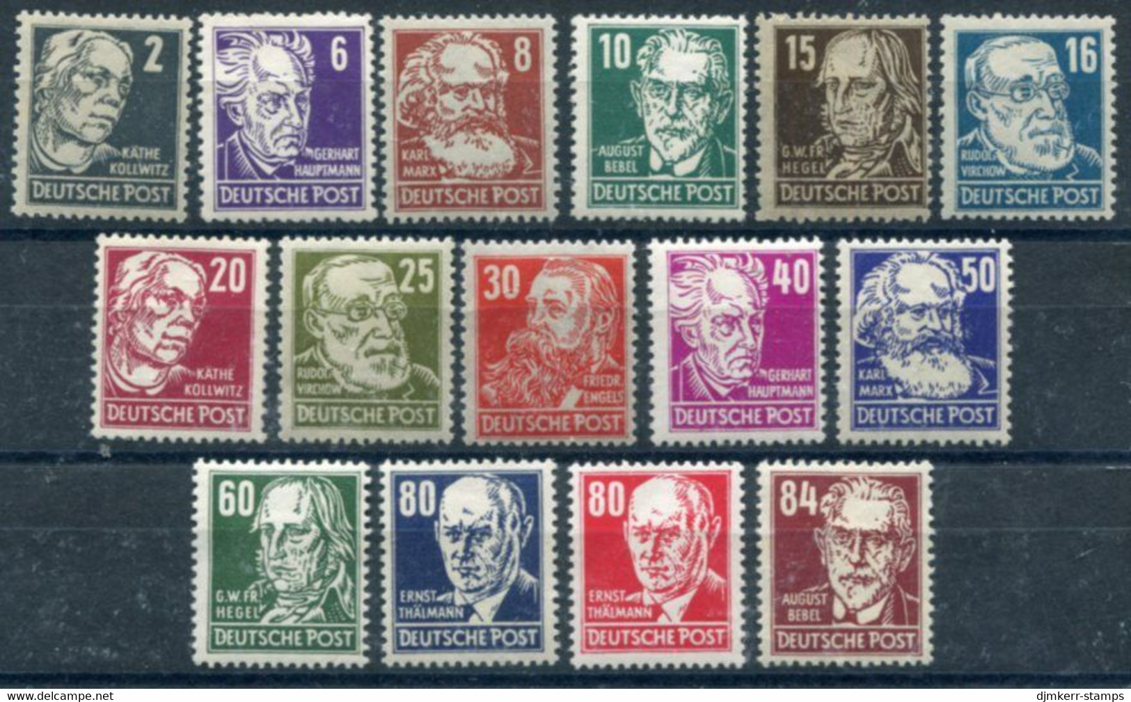 DDR / E. GERMANY 1952-53 Personalities Definitive  MNH / **.  Michel  327-41 - Unused Stamps