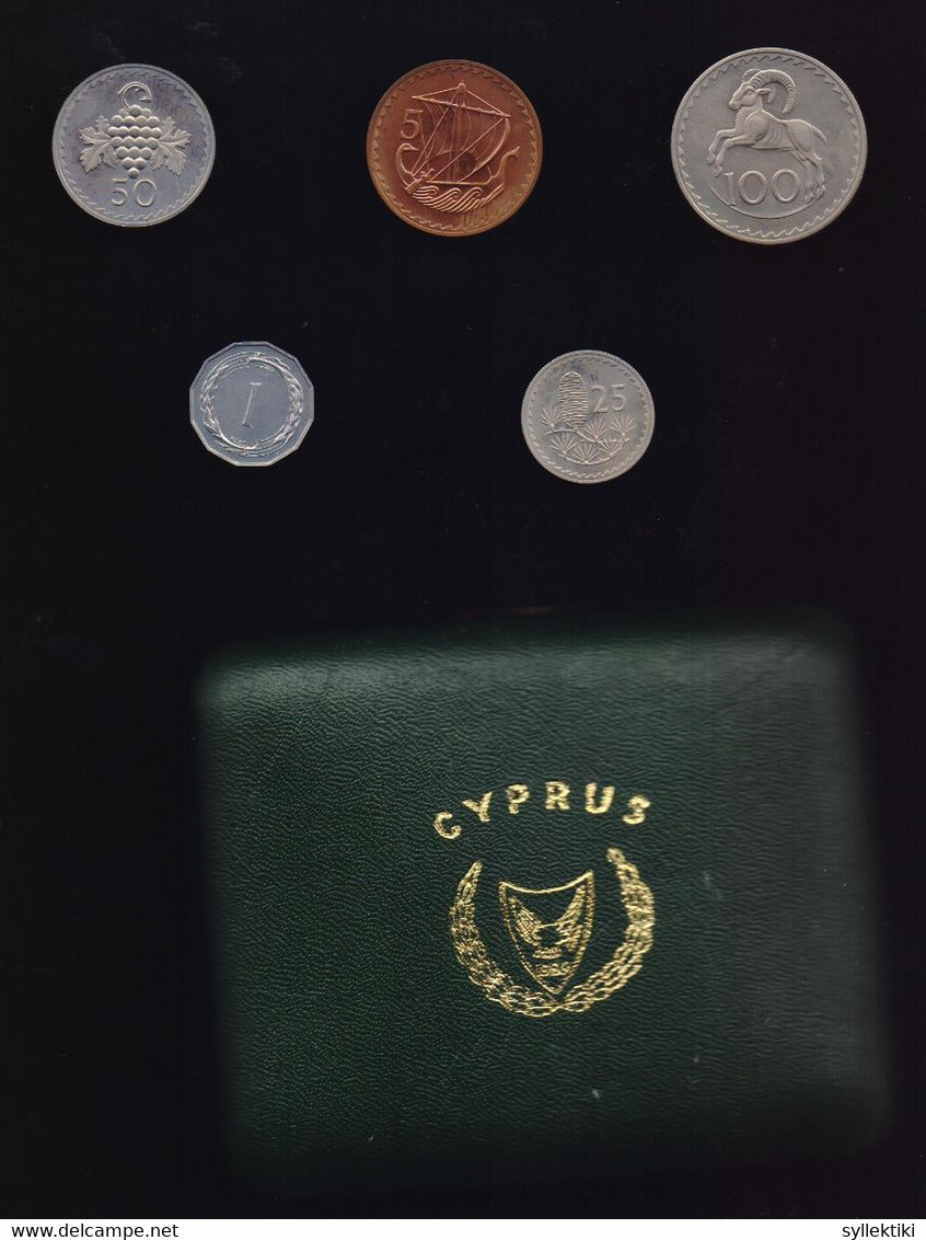 CYPRUS 1963 PROOF CONDITION  COINS SET IN OFFICIAL BANK'S CASE - Cyprus