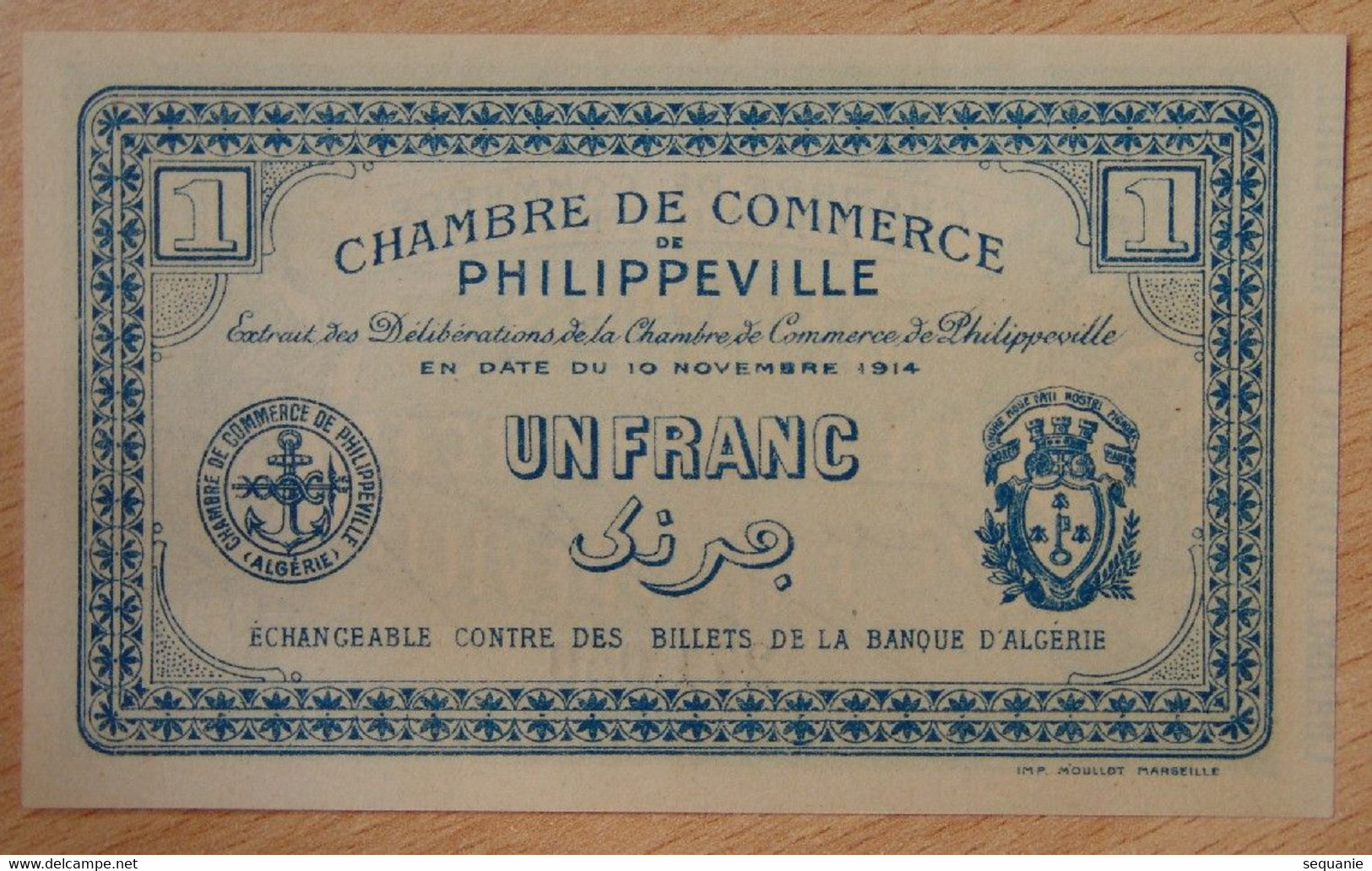 PHILIPPEVILLE ( Algérie - France ) 1 Franc Chambre De Commerce 10 Novembre 1914 - Chambre De Commerce