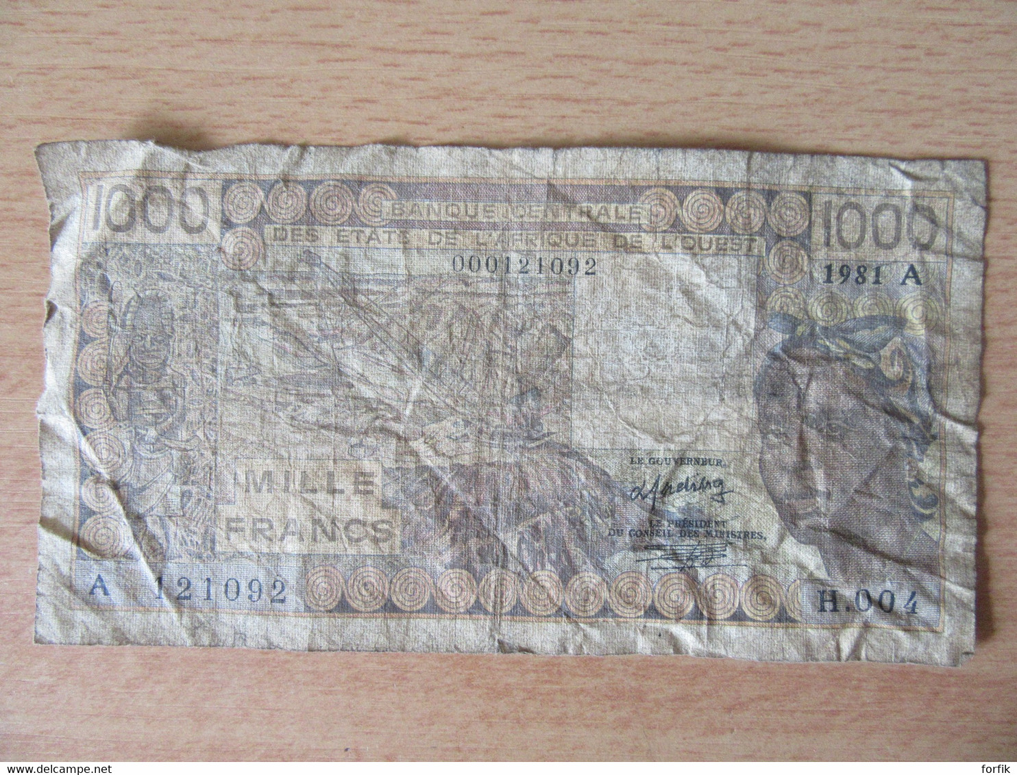 Afrique De L'Ouest - Billet 1000 Francs 1981 A - H.004 - A 121092 - Estados De Africa Occidental