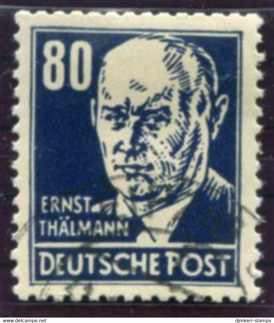 DDR / E. GERMANY 1952-53 Personalities Definitive 80 Pf. With Varnish Coating  Used (c.t.o.).  Michel  339x - Used Stamps