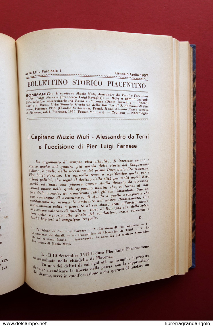 Bollettino Storico Piacentino Anni 1956-1957-1958 Tre Annate Complete - Non Classificati